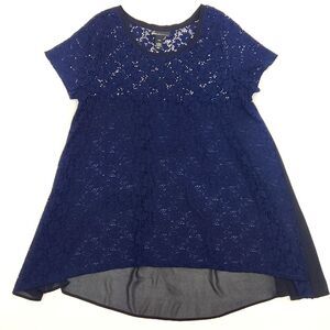 Lane Bryant Blouse Shirt Top Womens 18 / 20 Sheer Yoke Lace Fairy Whimsy Goth